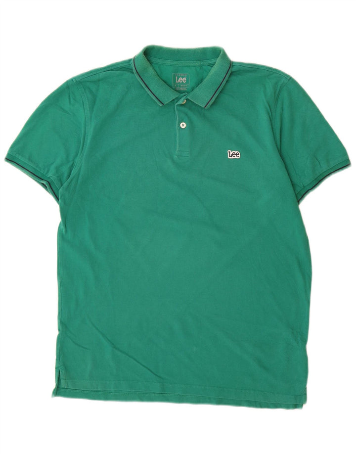 Camisa polo masculina Lee Regular Fit algodão verde médio