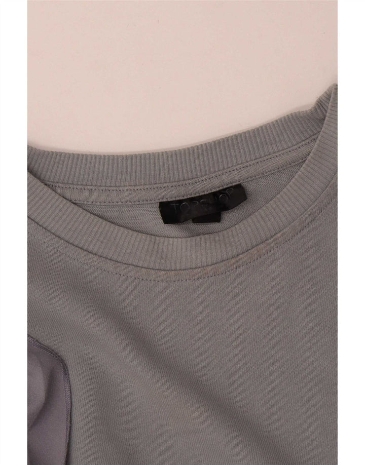 Topshop moletom feminino jumper UK 8 pequeno algodão cinza