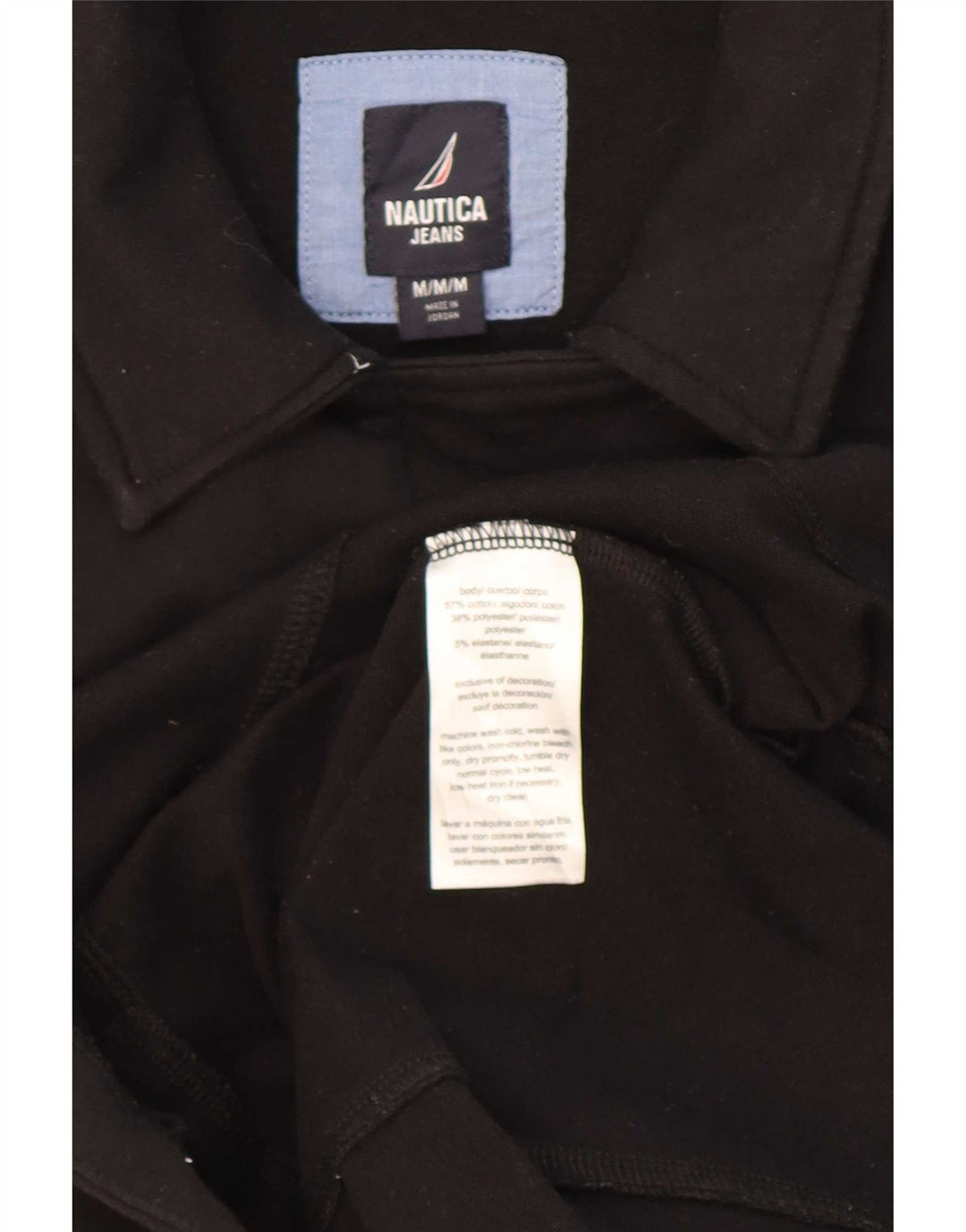 Casaco feminino Nautica com peito duplo UK 14 algodão preto médio