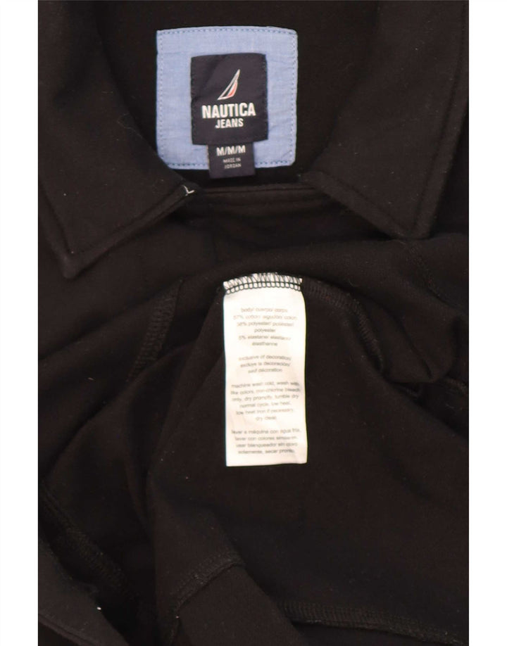 Casaco feminino Nautica com peito duplo UK 14 algodão preto médio