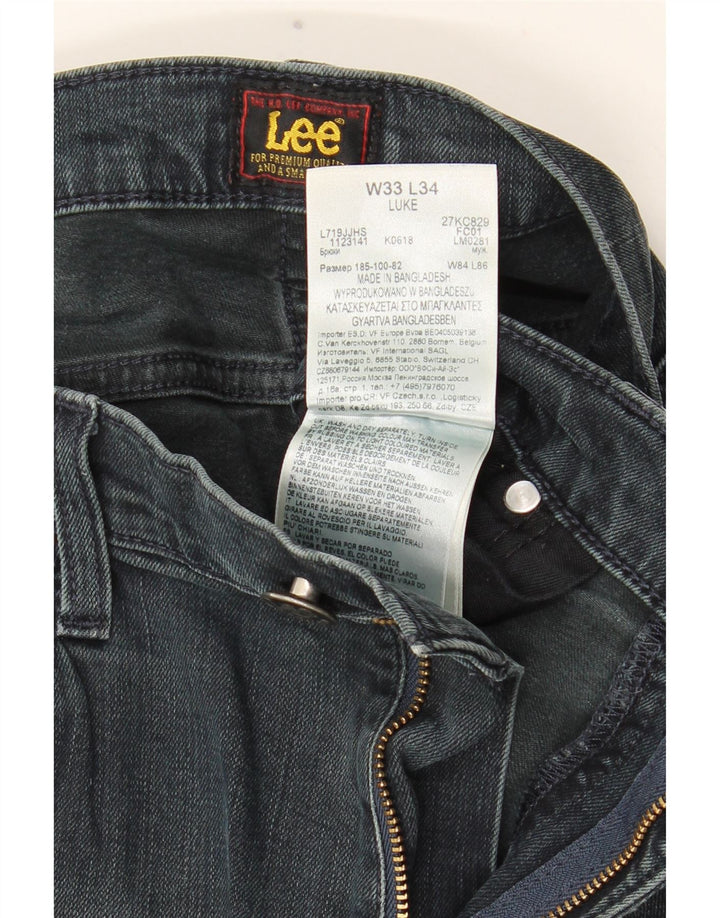 Lee Mens Luke Slim Jeans W33 L34 Azul Marinho Algodão