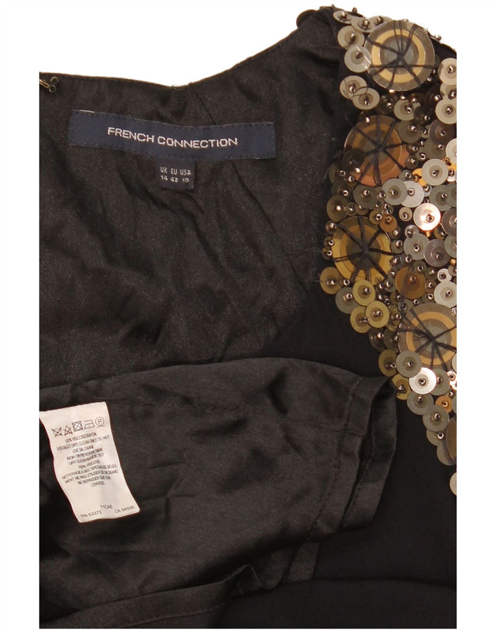 Vestido feminino French Connection UK 14 grande preto colorblock viscose