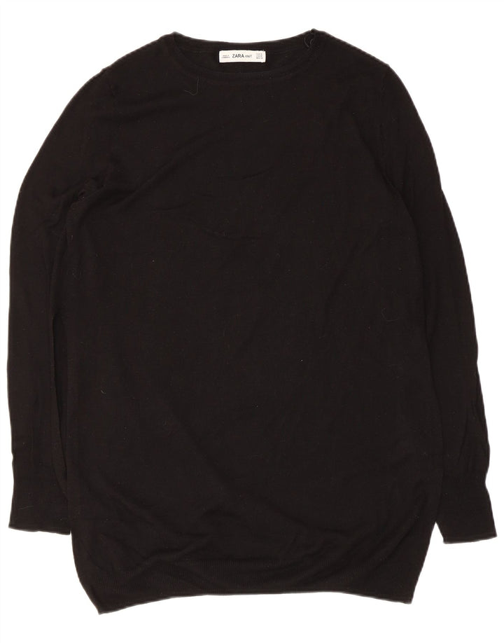 Suéter feminino Zara com gola canoa e viscose preta média Reino Unido 12