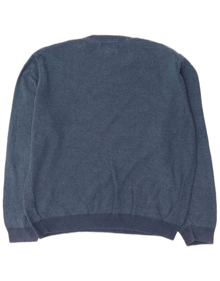 Suéter masculino Marks & Spencer com gola redonda, grande algodão azul