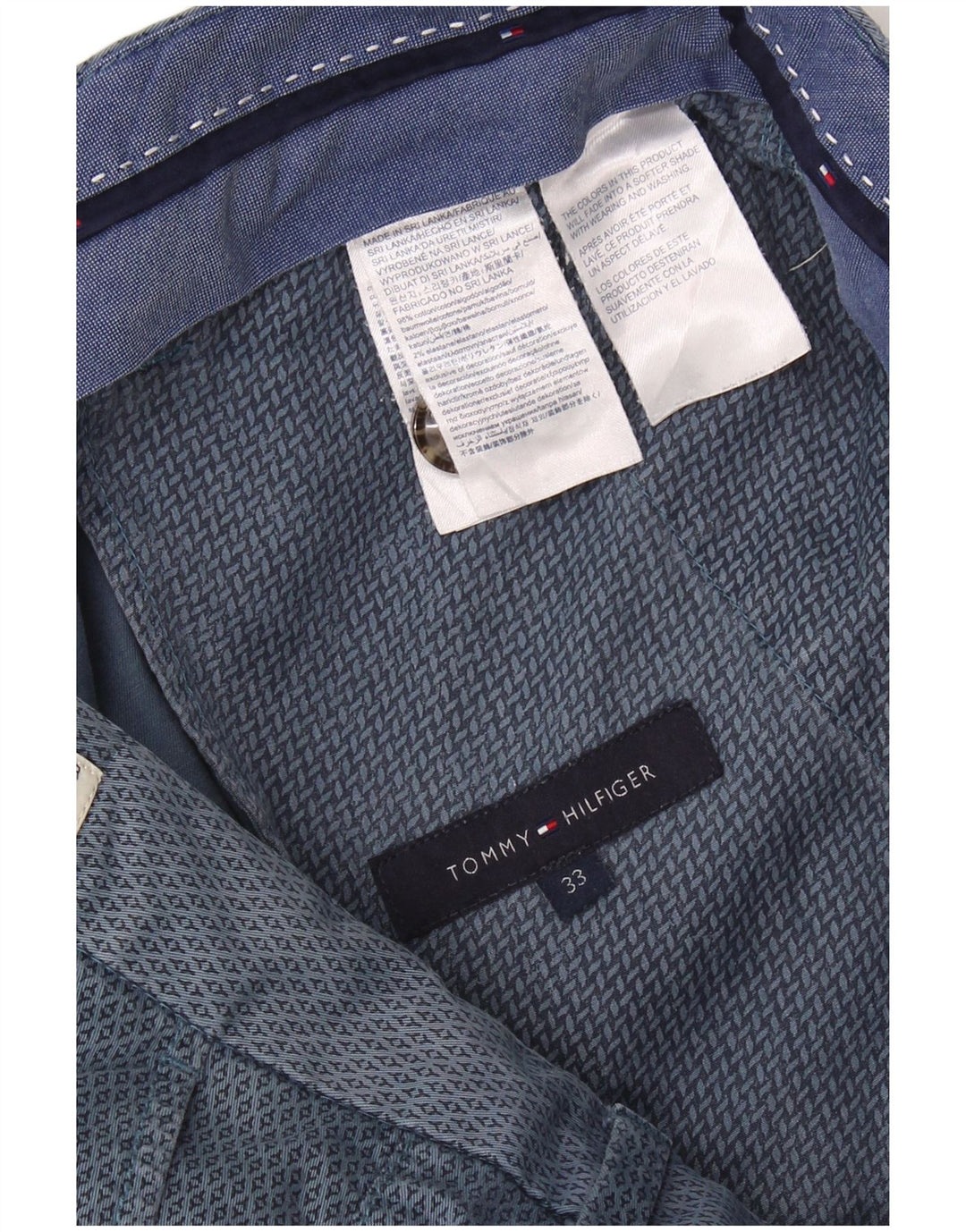 Shorts Chino Masculino Tommy Hilfiger W33 Algodão Geométrico Azul Médio