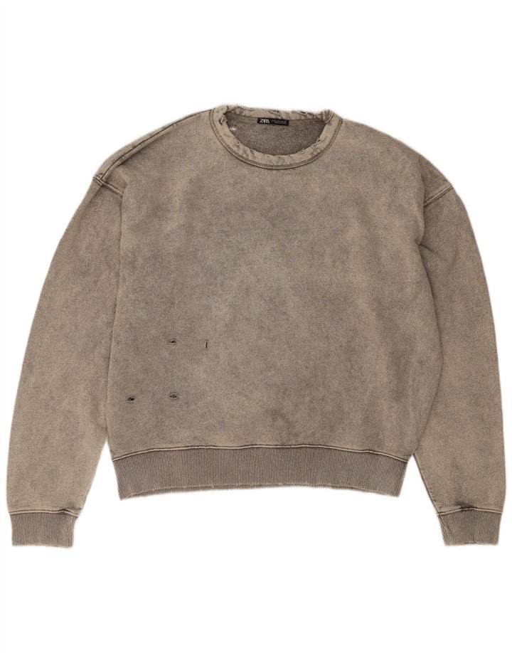 Zara Moletom Masculino Jumper XL Cinza Algodão