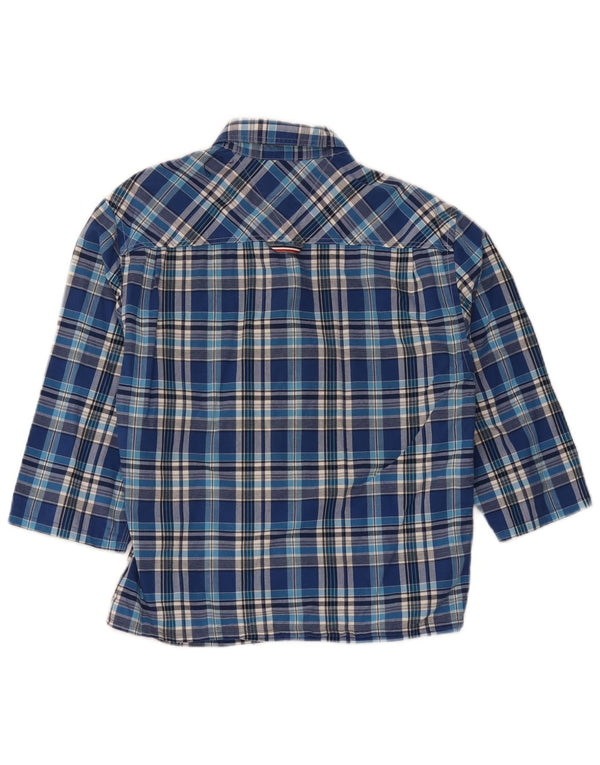 Camisa masculina Tommy Hilfiger manga 3/4 regular fit pequena xadrez azul