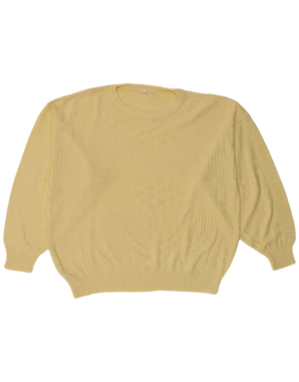 Suéter vintage masculino com gola redonda IT 50 poliacrílico amarelo médio
