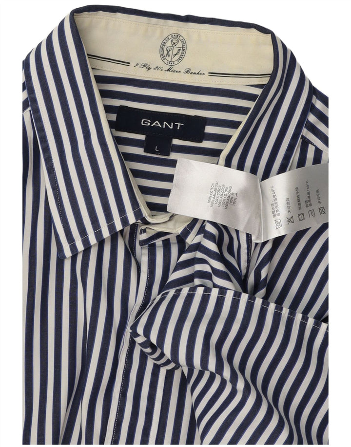 Camisa masculina GANT grande algodão listrado azul marinho
