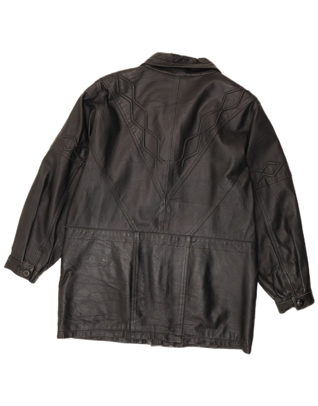 Jaqueta de couro feminina vintage Reino Unido 16 grande couro preto