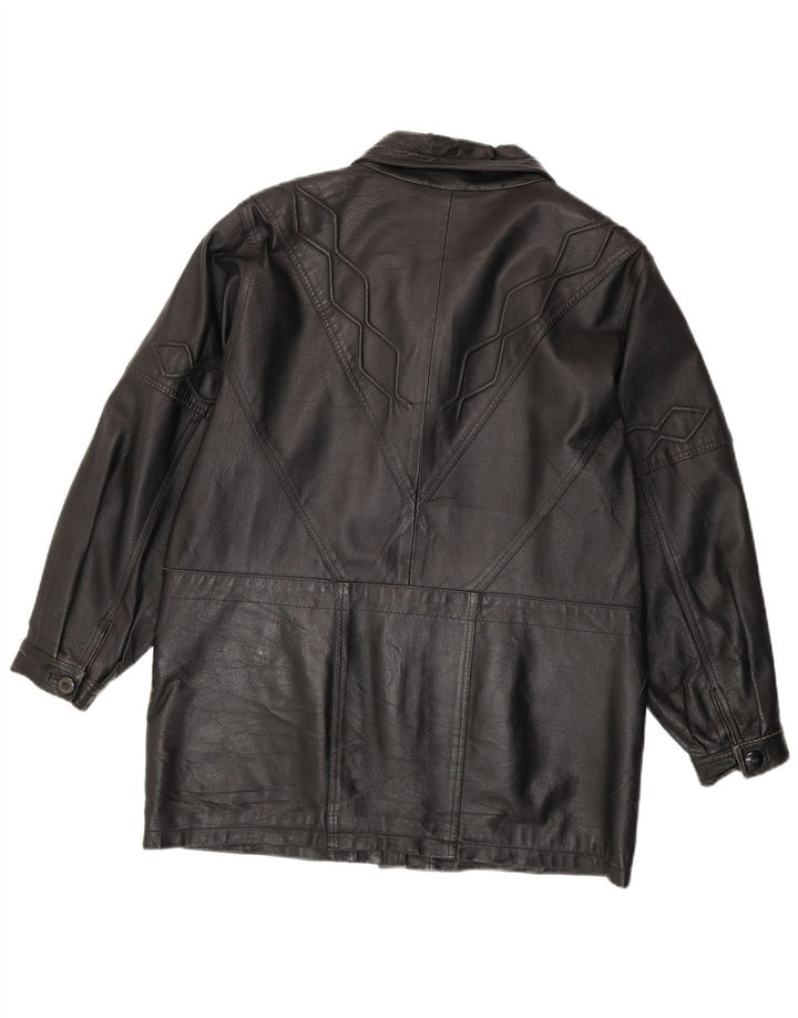Jaqueta de couro feminina vintage Reino Unido 16 grande couro preto