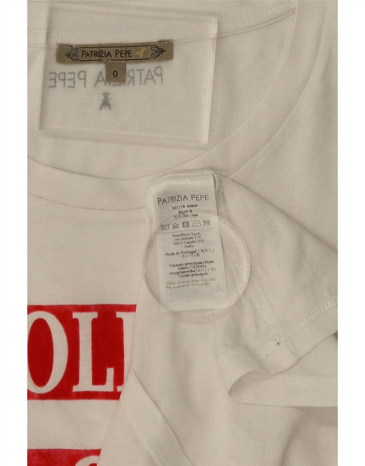 PATRIZIA PEPE Girls Graphic T-Shirt Top 13-14 Years  White Cotton Vintage Patrizia Pepe and Second-Hand Patrizia Pepe from Messina Hembry 