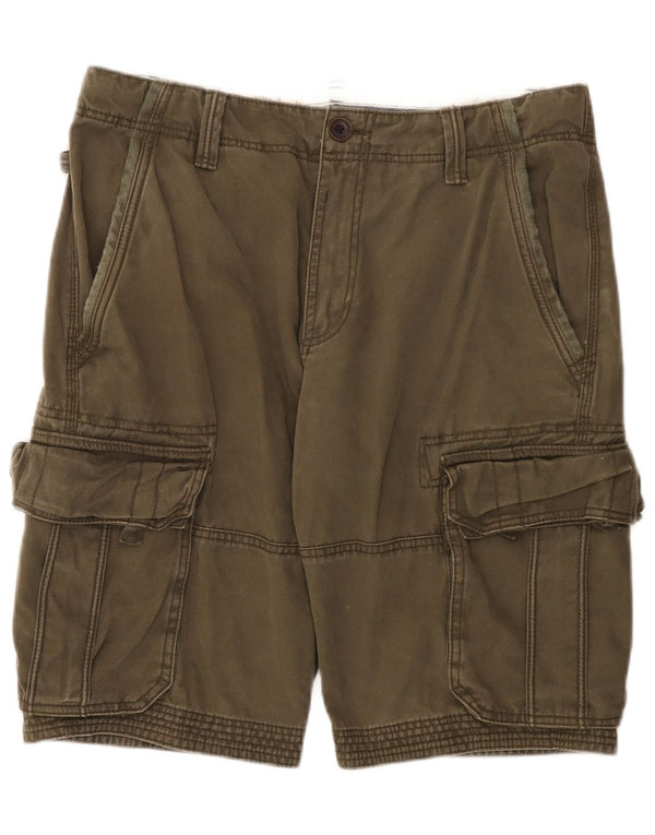 Shorts cargo masculino Fat Face W34 grande algodão cáqui