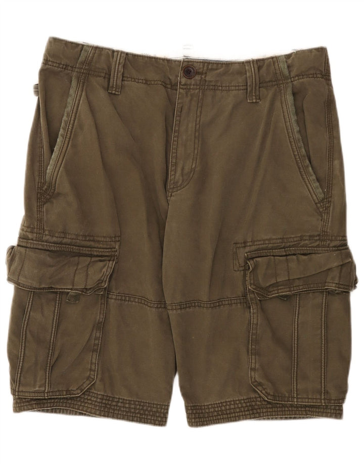Shorts cargo masculino Fat Face W34 grande algodão cáqui