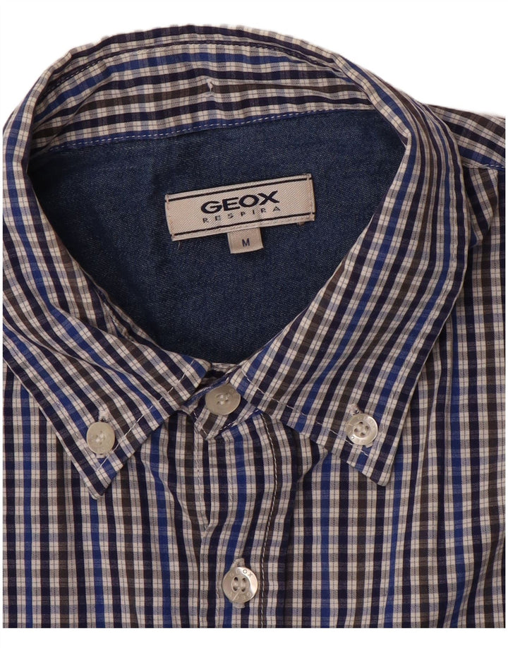 Geox Camisa Respira Masculina Média Azul Gingham