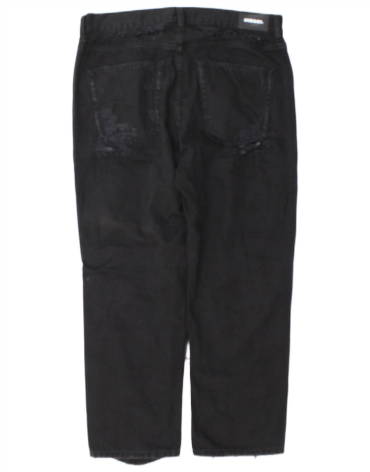 Diesel feminino Aryel Distressed Regular Straight Jeans W29 L25 Preto Clássico