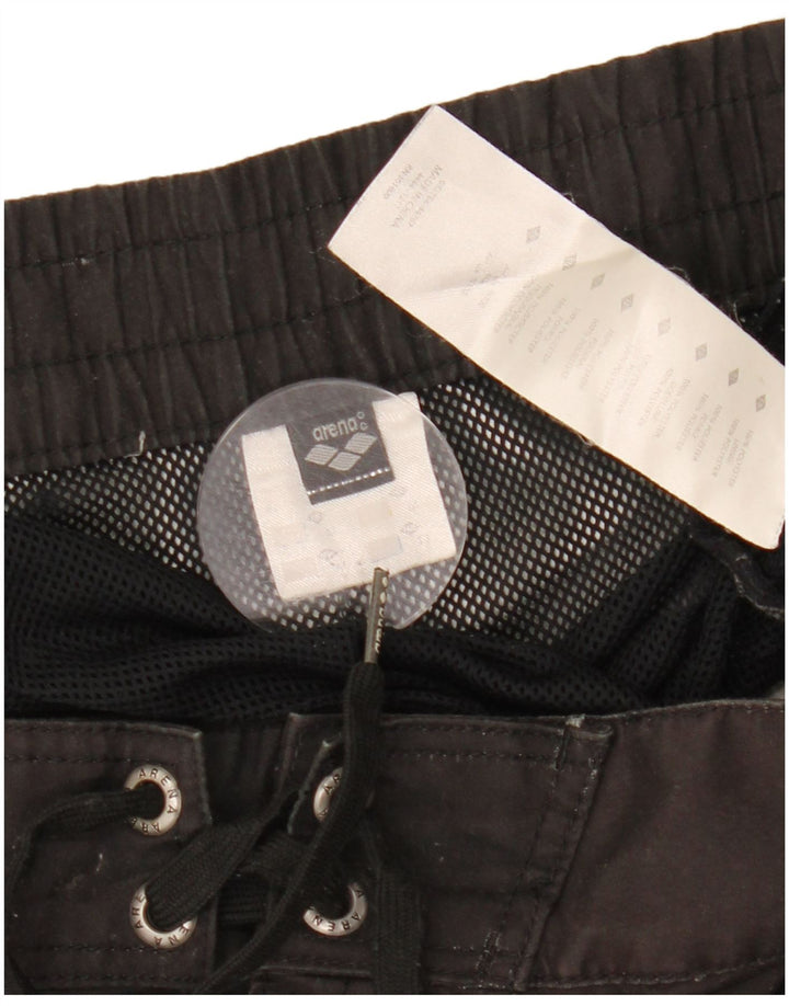 Shorts de natação masculino ARENA gráfico médio preto colorblock poliéster