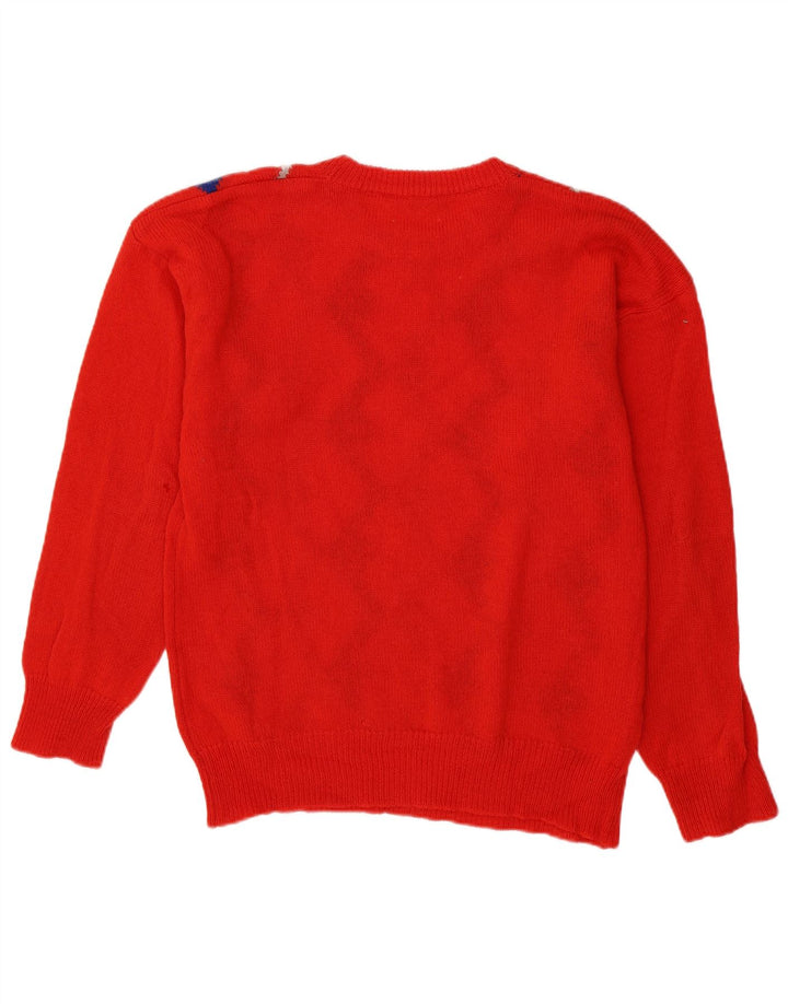 Suéter vintage masculino com gola redonda grande vermelho Argyle/Diamante