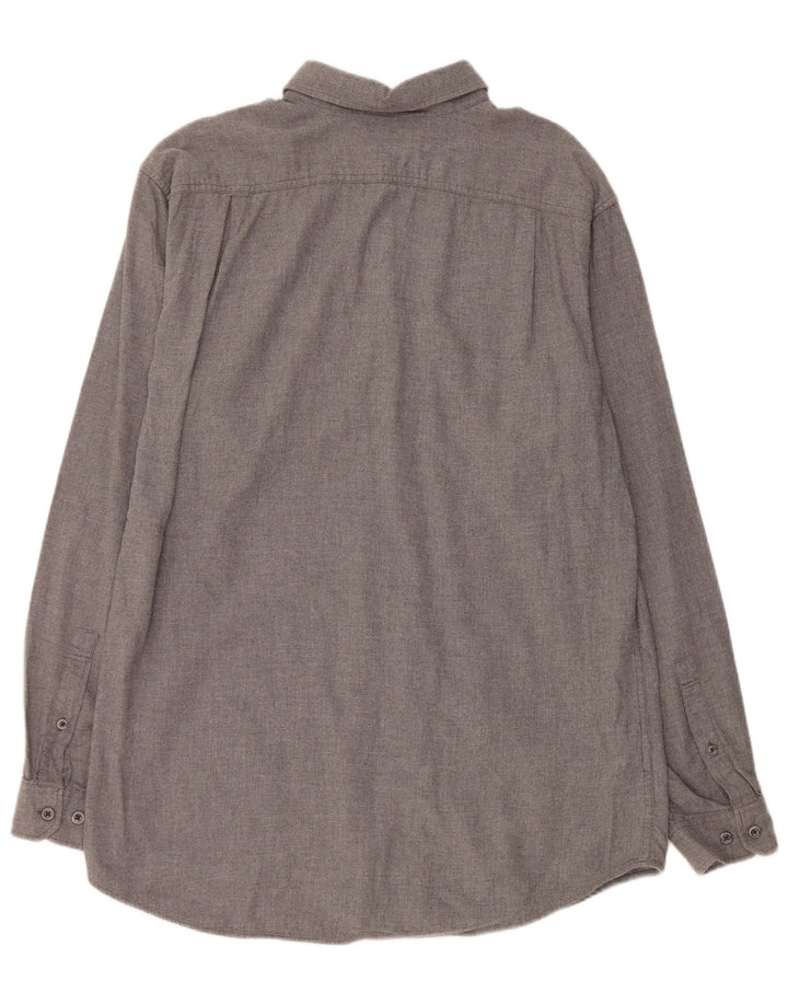 EDDIE BAUER Camisa masculina alta de flanela clássica de algodão cinza grande