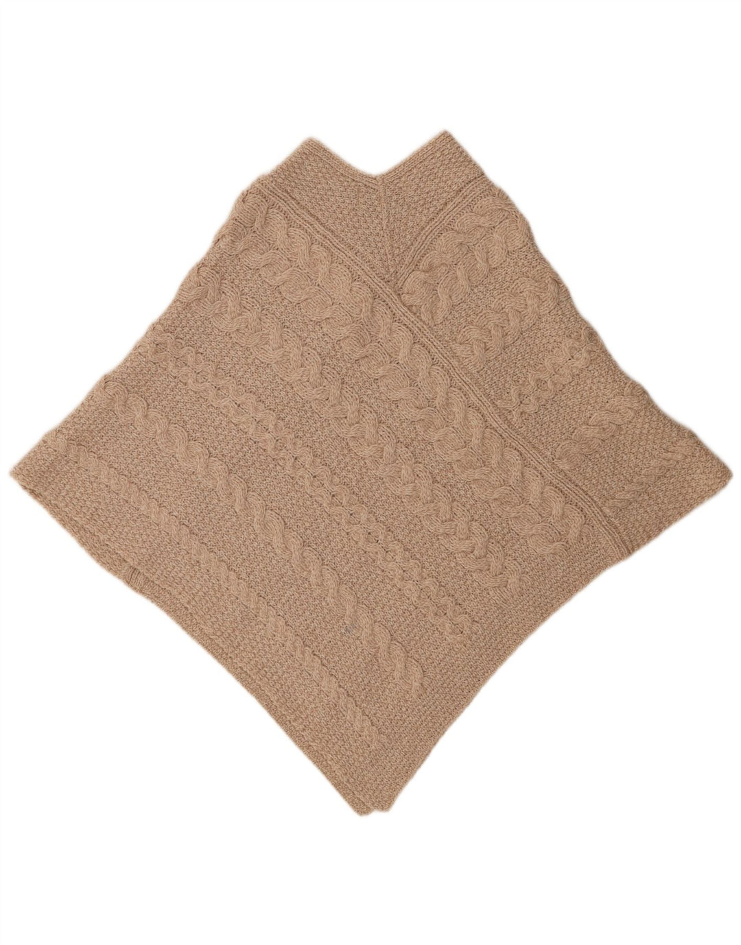 Aran Crafts Poncho Jumper feminino grande Reino Unido 10 lã Merino pequena bege