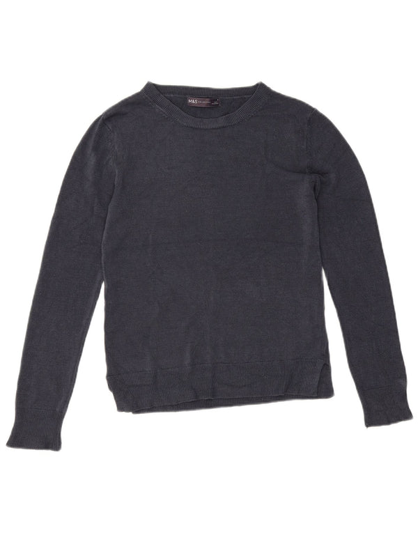 Suéter feminino Marks & Spencer com gola canoa Reino Unido 6 XS azul marinho acrílico