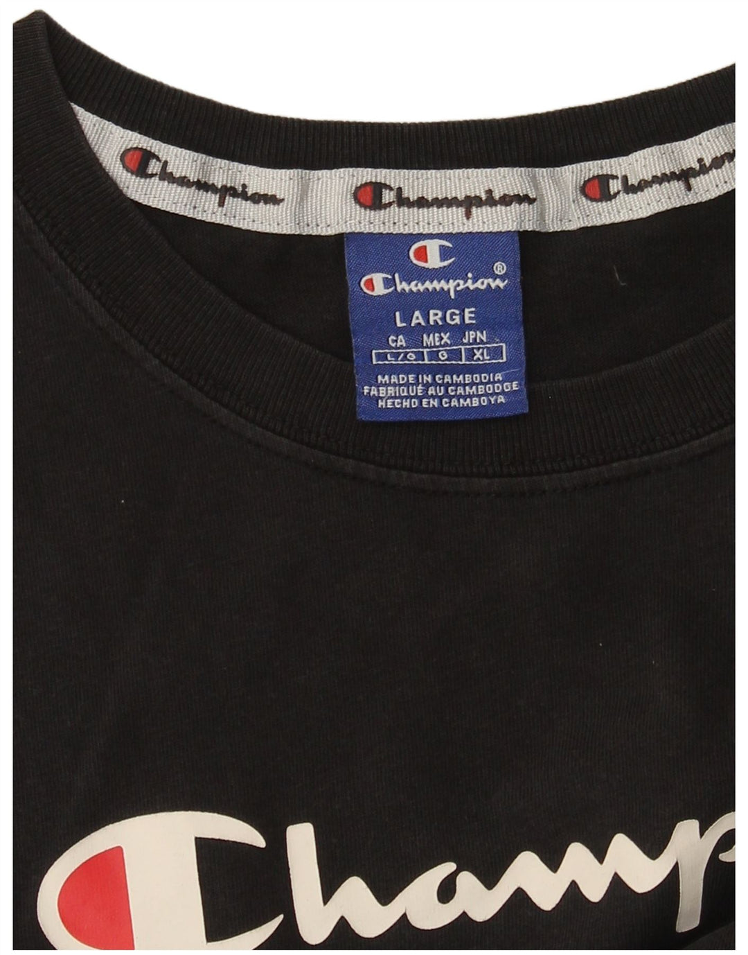 Camiseta feminina com estampa CHAMPION UK 14 grande preta
