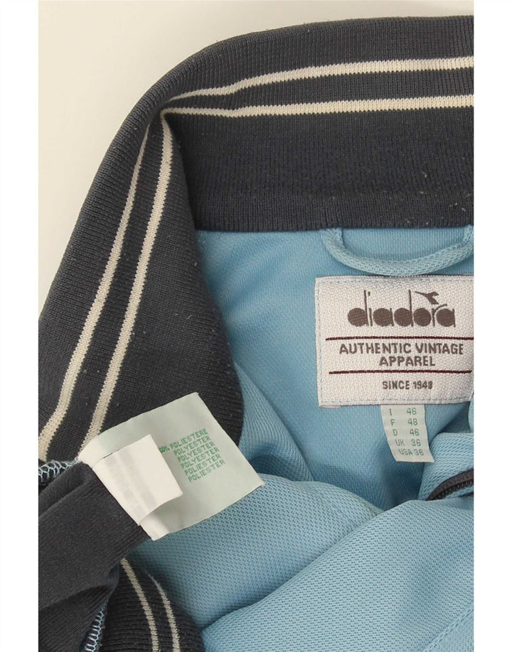 Diadora Mens Tracksuit Top Jacket UK 36 Small Blue Colourblock Poliéster