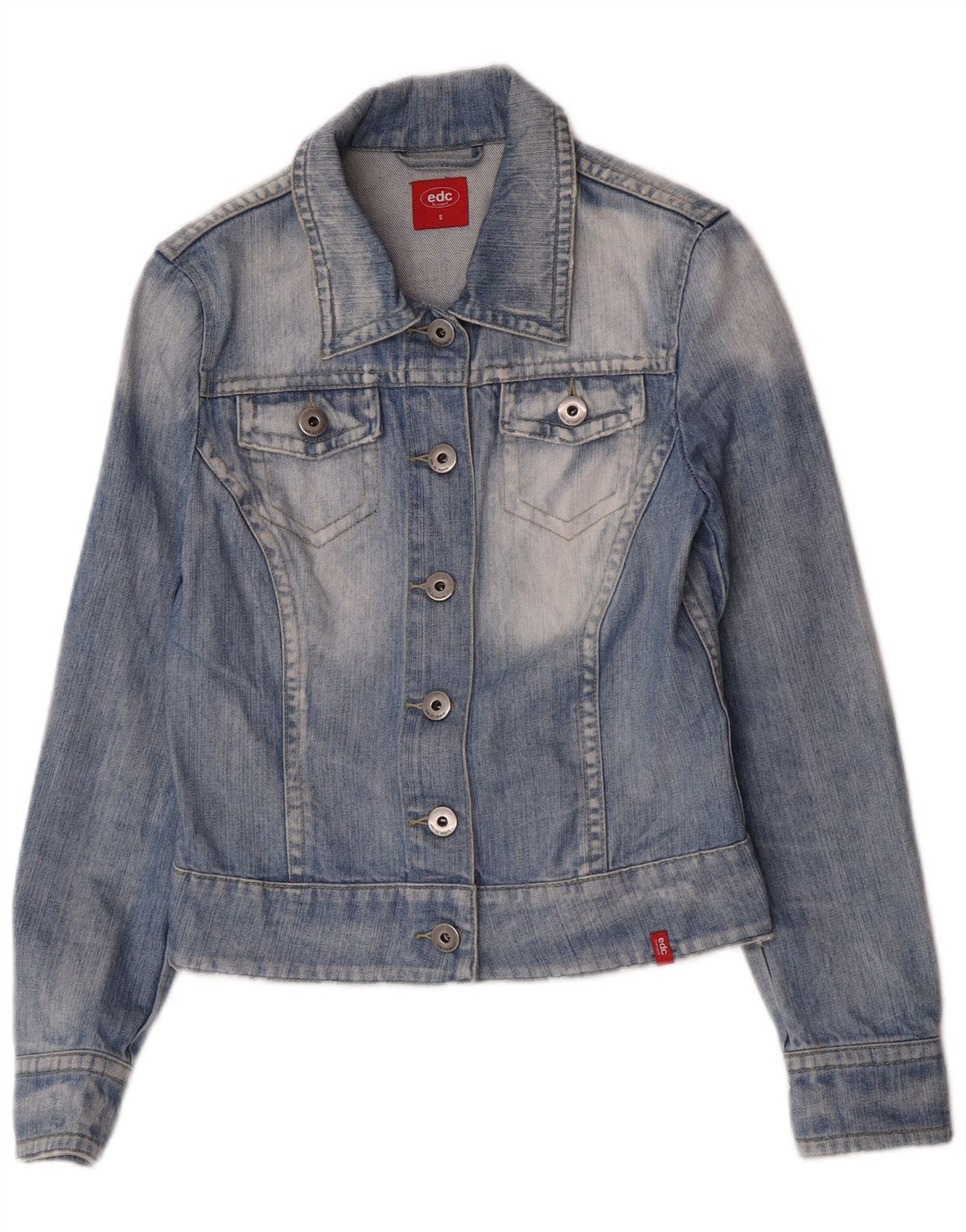Jaqueta jeans feminina EDC Crop UK 10 algodão azul pequeno