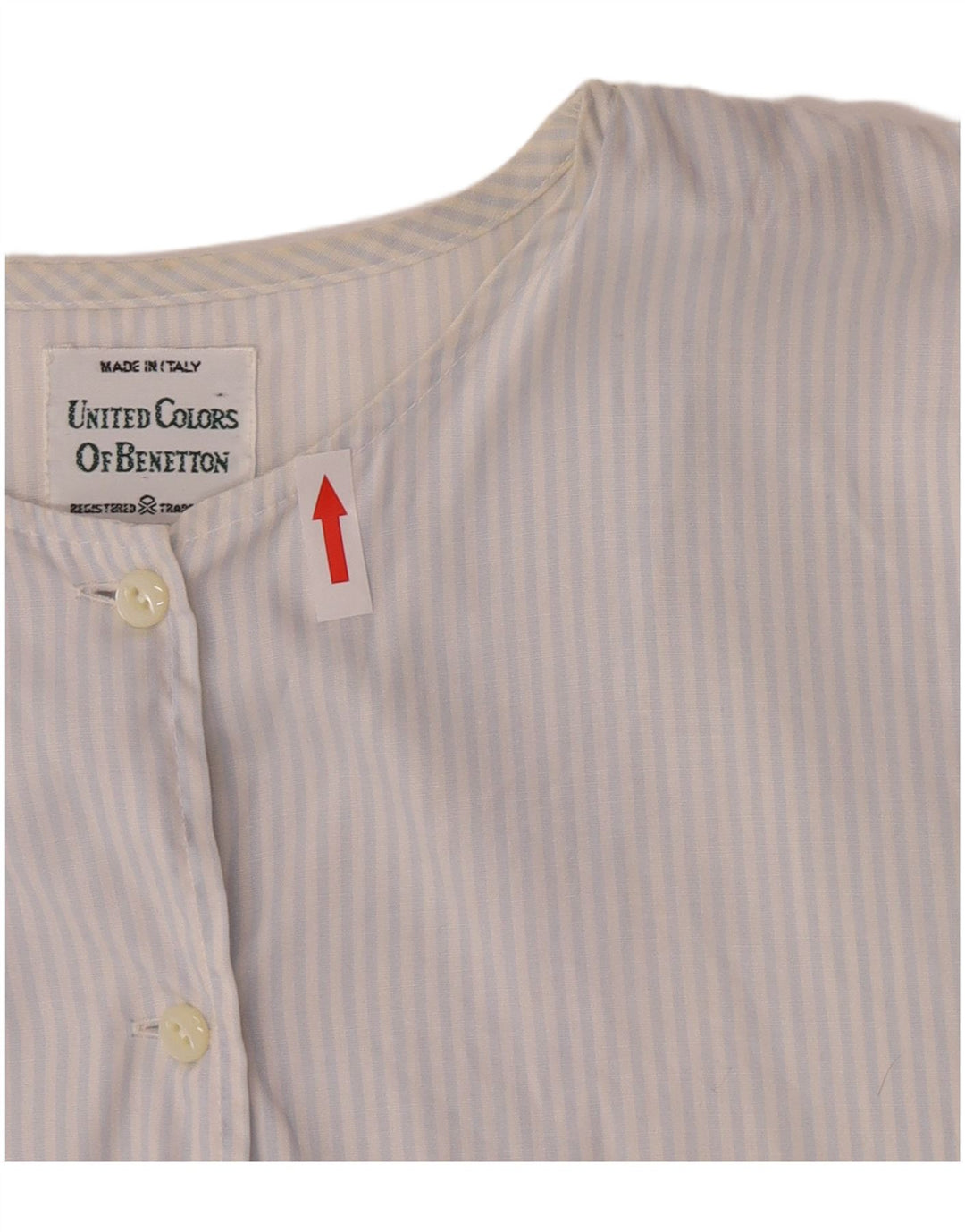 Blusa feminina de manga curta Benetton IT 44 risca de giz azul médio
