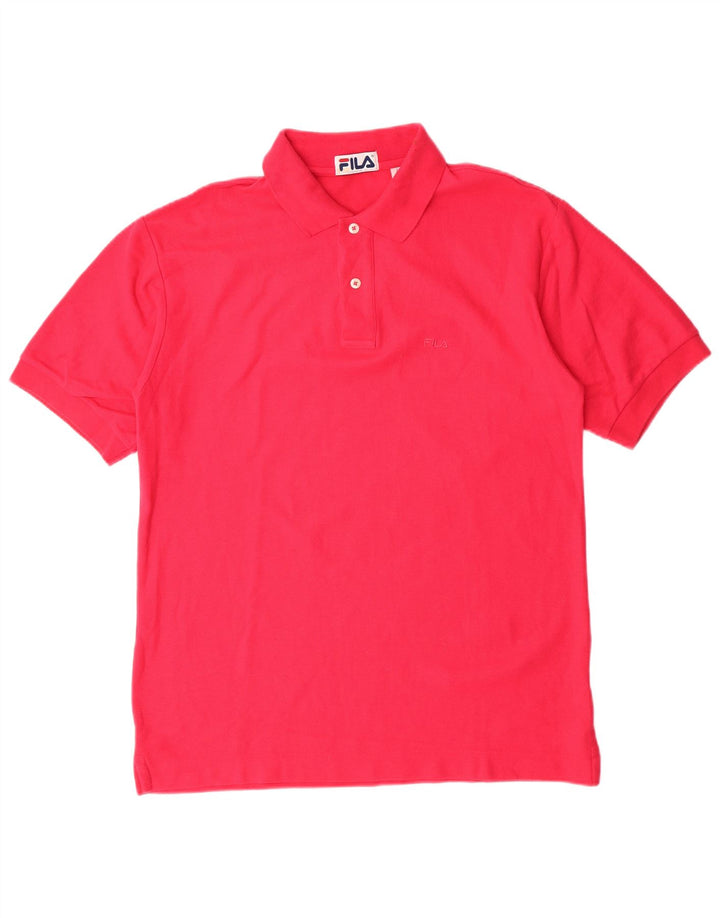 Camisa polo masculina Fila IT 46 pequena algodão rosa
