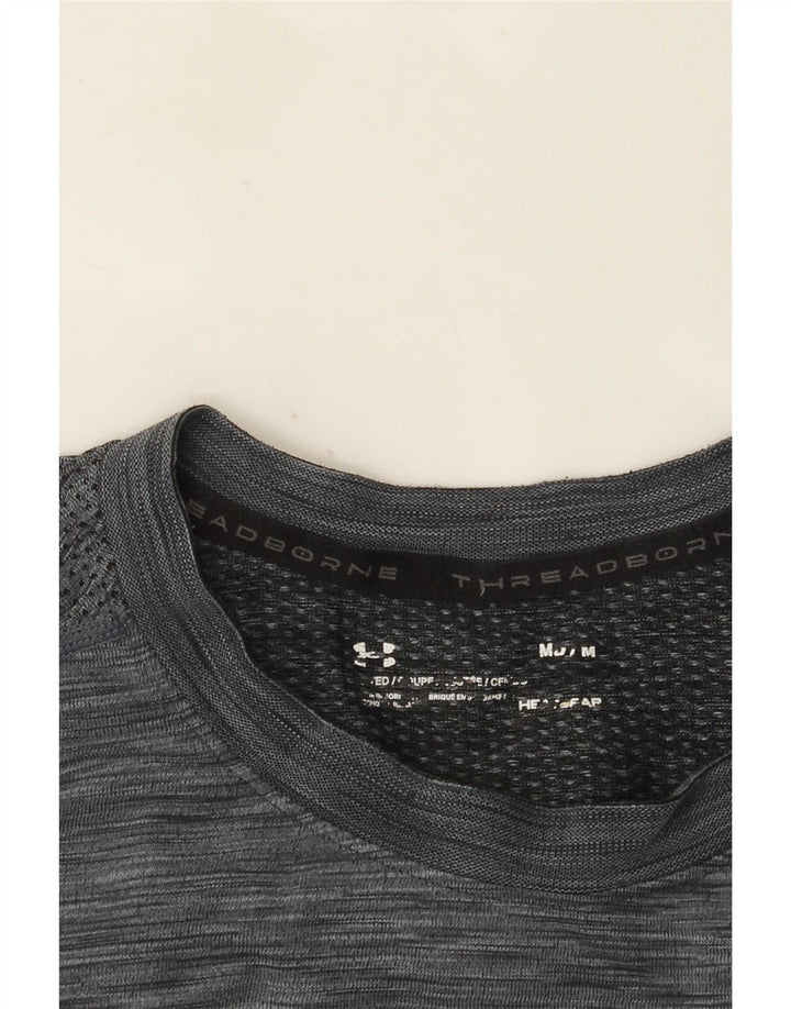 Under Armour Masculino Heat Gear Top manga comprida cinza médio manchado