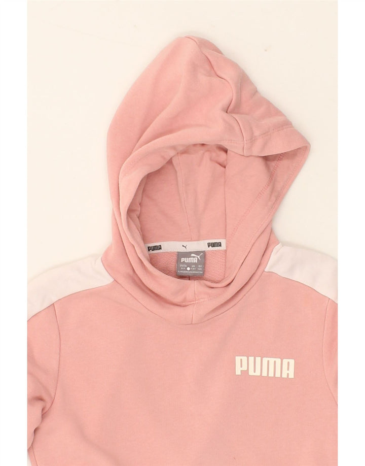 PUMA Girls Hoodie Jumper 7-8 Years Small  Pink Cotton Vintage Puma and Second-Hand Puma from Messina Hembry 