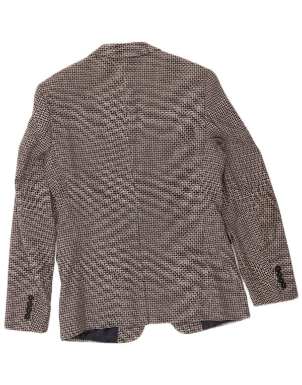 Jaqueta blazer masculina Zara com 2 botões EU 46 algodão geométrico marrom pequeno
