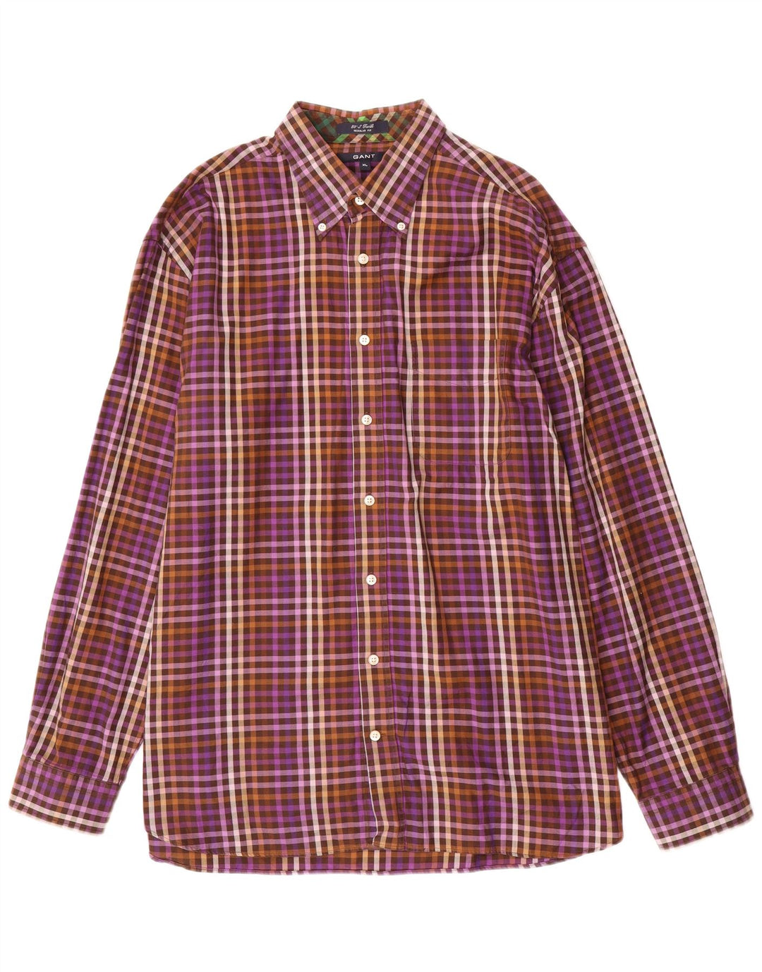 Camisa masculina Gant Regular Fit XL algodão guingão roxo