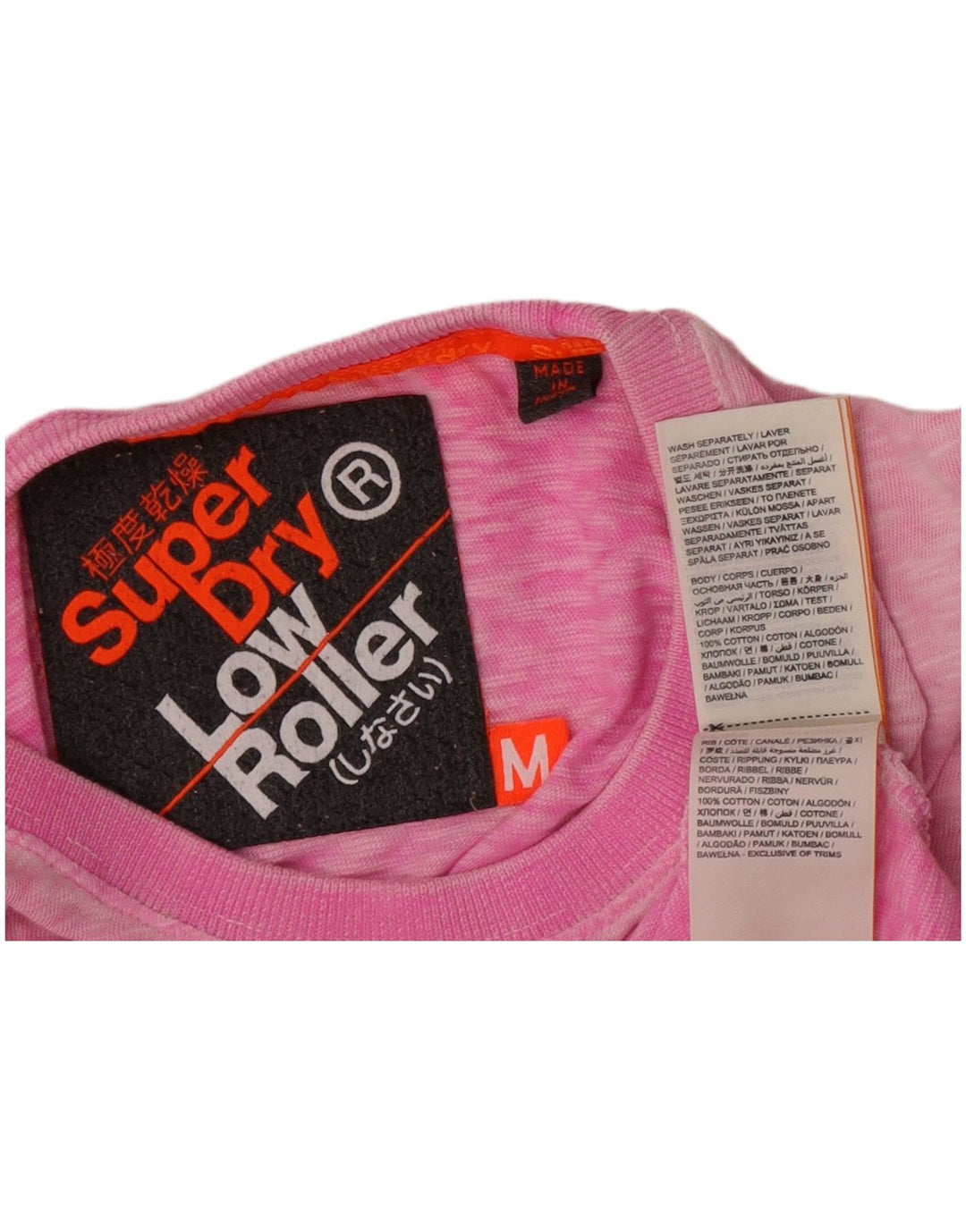 Camiseta masculina Superdry Top médio algodão manchado rosa