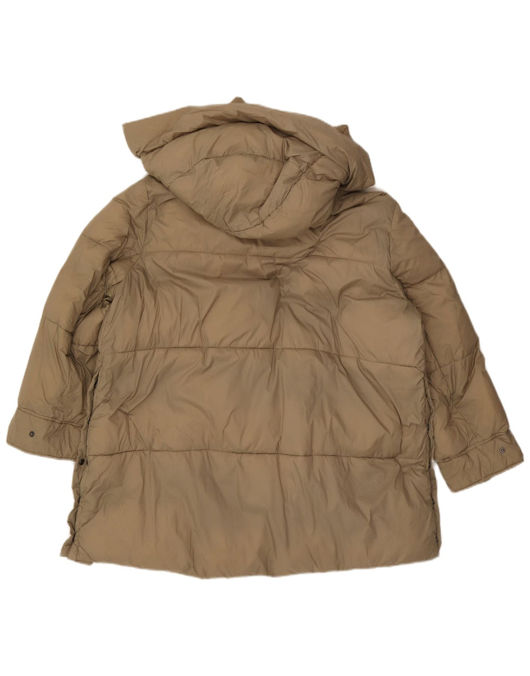 Casaco acolchoado com capuz grande Zara feminino UK 18 XL bege poliéster