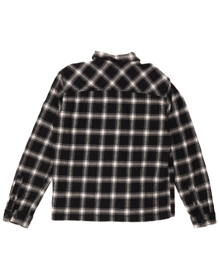 Camisa masculina de flanela Jack & Jones Comfort Fit, algodão xadrez preto médio