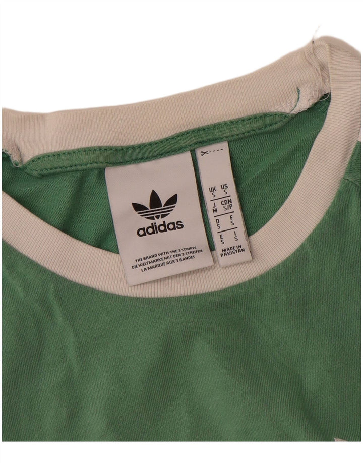 Adidas Mens Camiseta Top Pequeno Algodão Verde