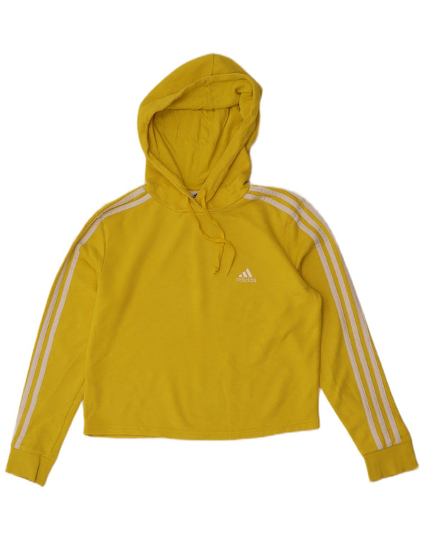 Adidas Womens Crop Hoodie Jumper UK 12/14 Médio Algodão Amarelo