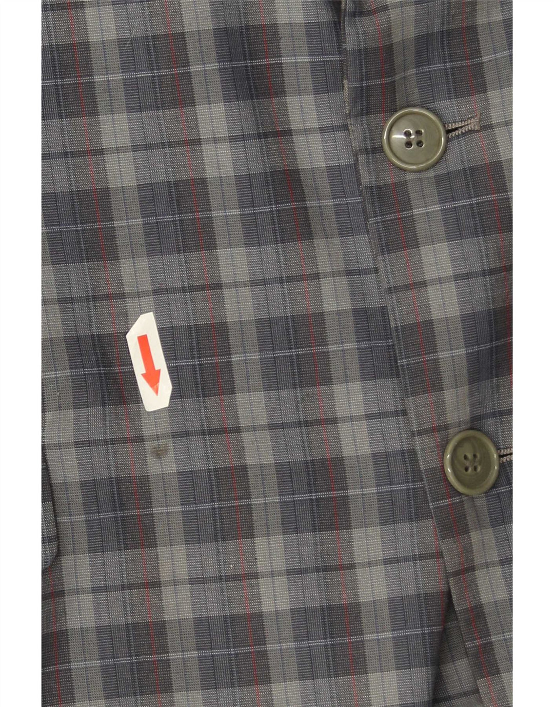 Jaqueta blazer masculina vintage com 2 botões Reino Unido 40 grande algodão xadrez cinza
