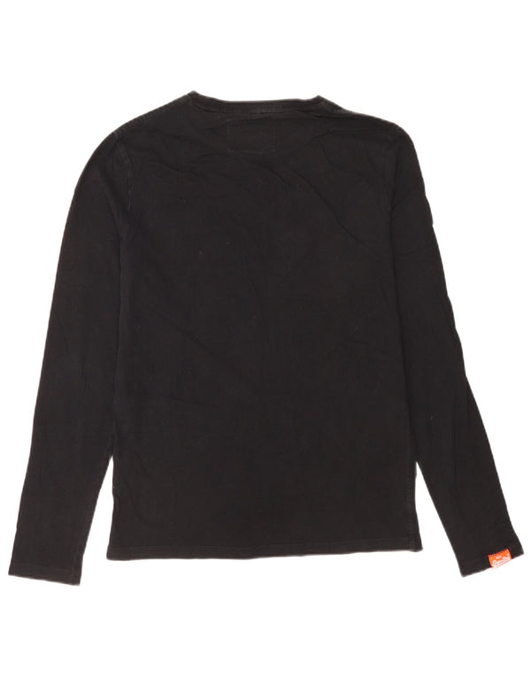Superdry Mens Top Manga Longa Médio Algodão Preto