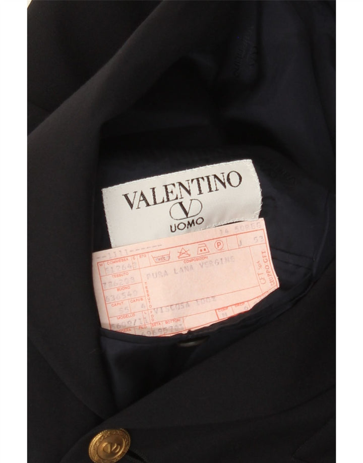 Jaqueta Blazer Masculina Valentino com 3 Botões IT 50 Grande Lã Azul Marinho