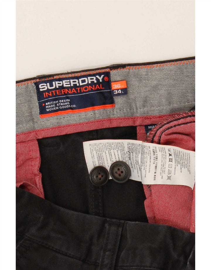 Superdry Mens Joggers Cargo Calças W36 L30 Algodão Preto
