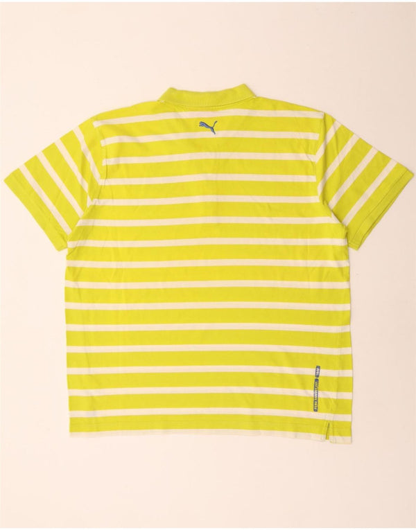 Camisa polo masculina Puma XL verde listrada de algodão