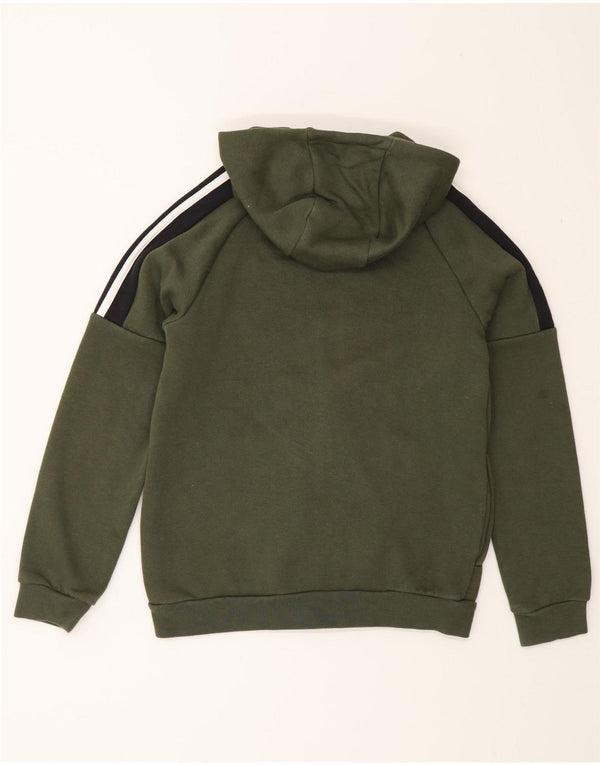 Suéter Adidas Boys Zip com capuz 11-12 anos cáqui algodão colorblock
