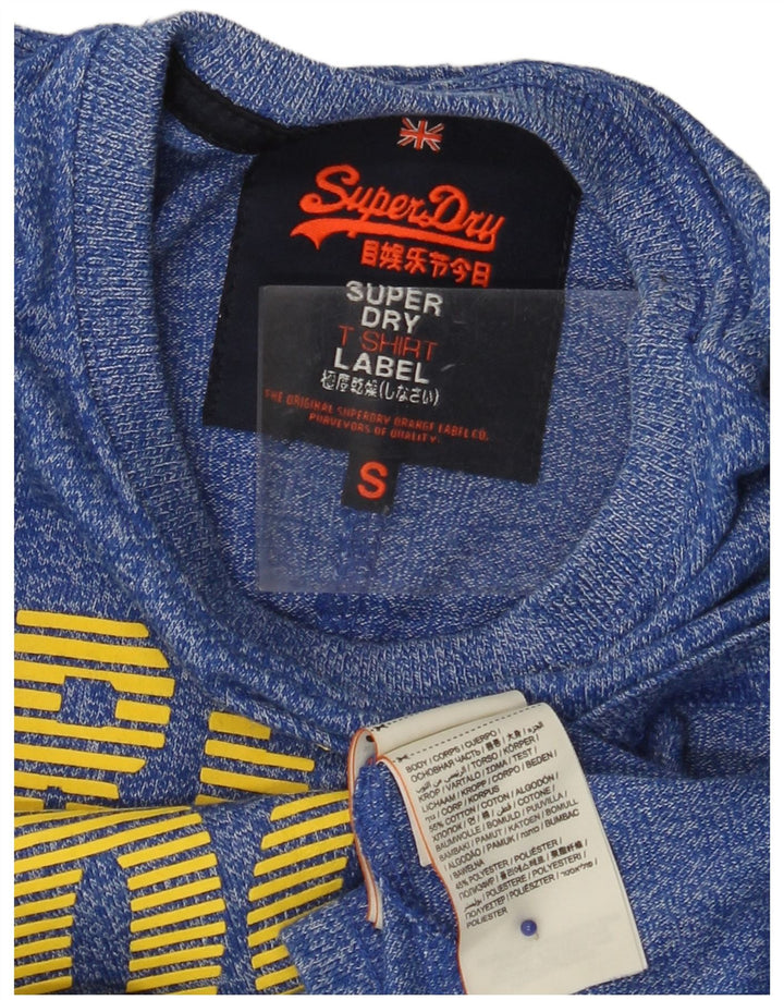 SUPERDRY Camiseta masculina Real Graphic Top pequeno algodão manchado azul