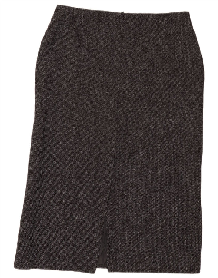 Saia midi reta feminina Marks & Spencer Reino Unido 14 grande W32 cinza