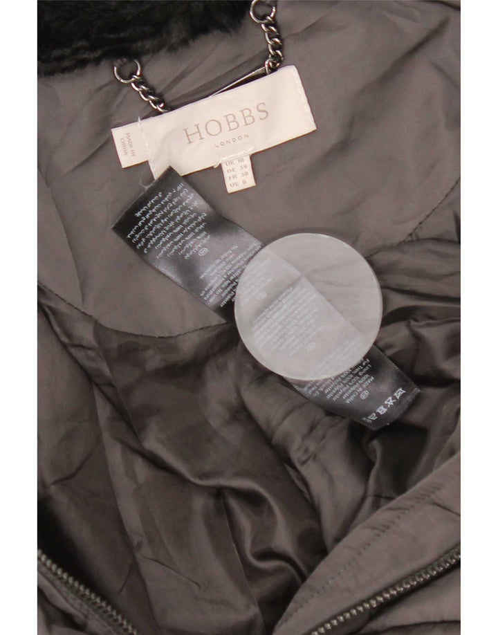 Casaco acolchoado feminino Hobbs UK 10 poliéster cinza pequeno