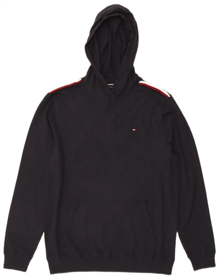 Suéter com capuz masculino TOMMY HILFIGER grande viscose azul marinho