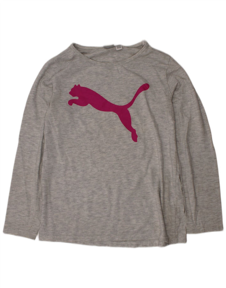 Puma Girls Graphic Top manga comprida 10-11 anos cinza médio algodão